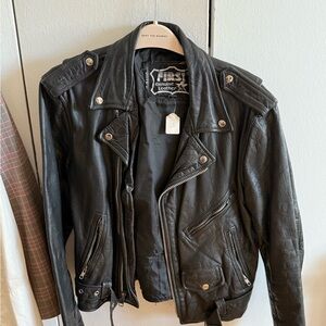 One of a Kind Vintage Black Leather Biker Jacket Motley Crue